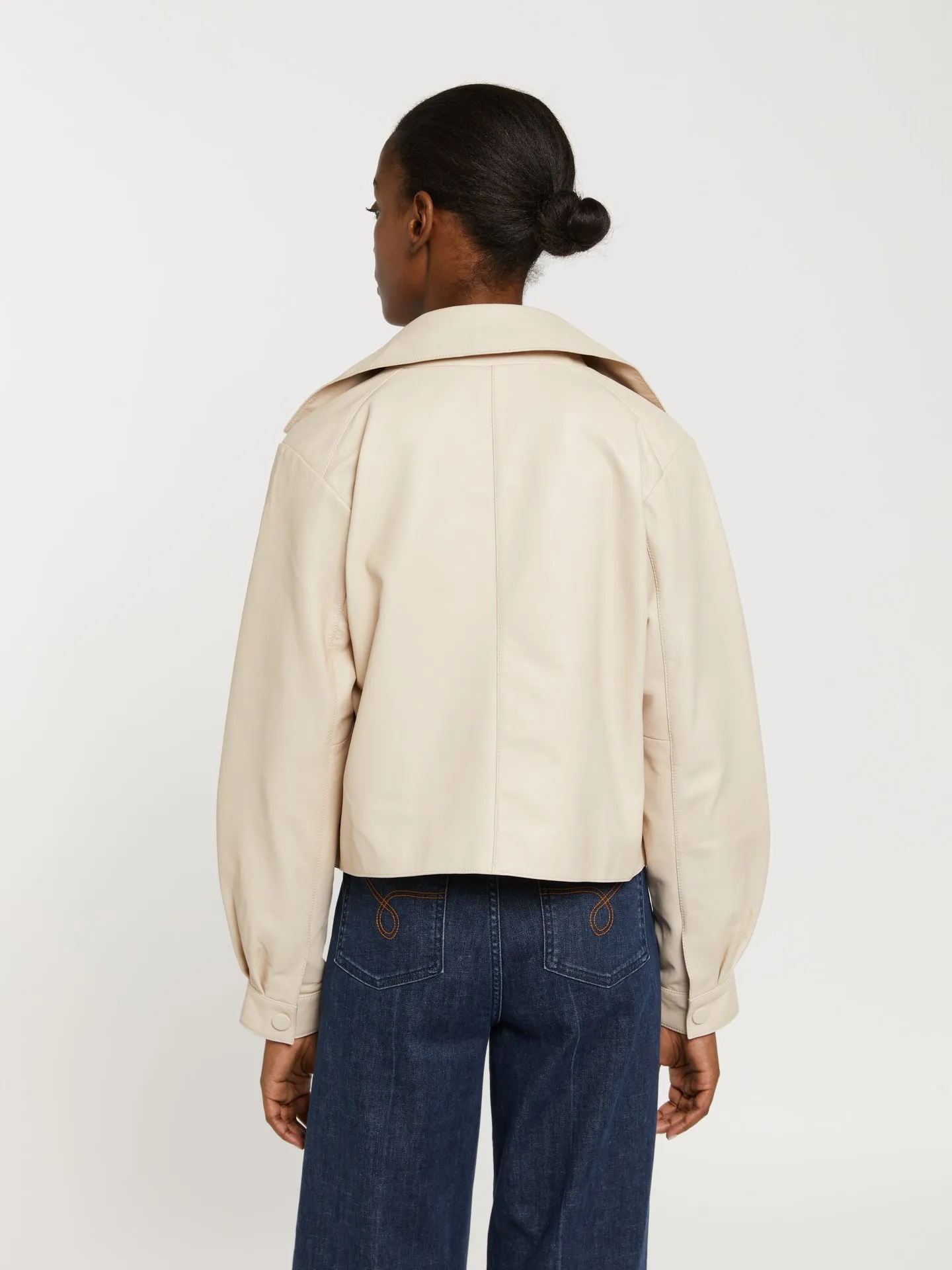 Leather deconstructed biker jacket