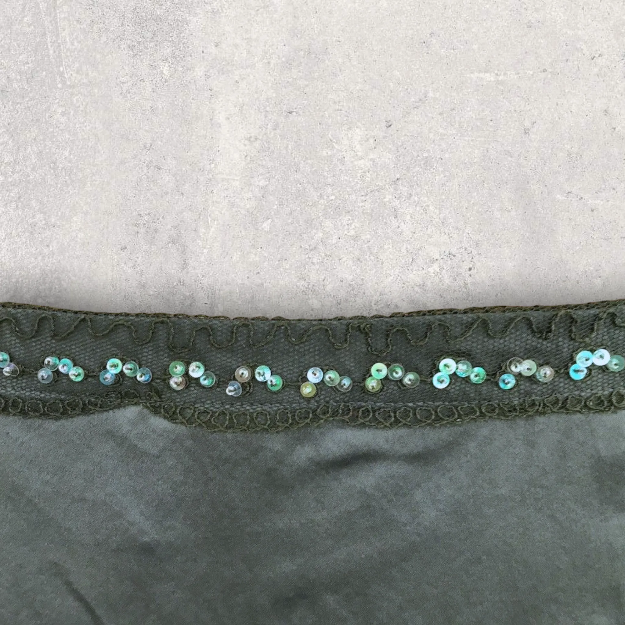 L.K. Bennett Green Silk Beaded & Sequin Skirt UK 10 US 6 EU 38