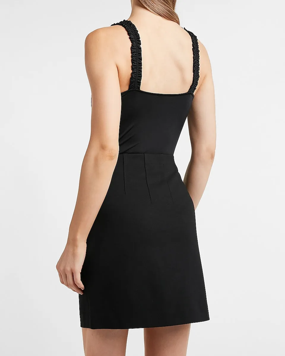 Luxe Comfort Straight Mini Skirt in Pitch Black
