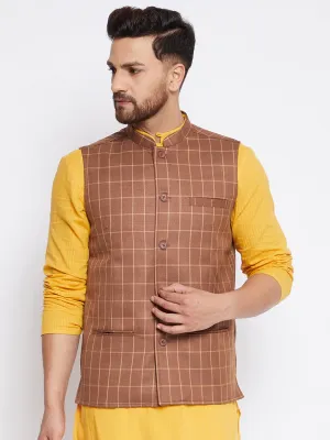 Men's Checked Woven Design Jacket - Even Apparels