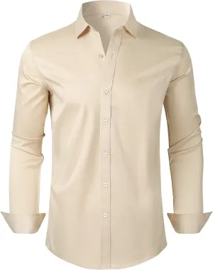 Mens Dress Shirts Long Sleeve Collared Shirt Wrinkle Resistant Formal Shirts Business Casual Button Down Shirt