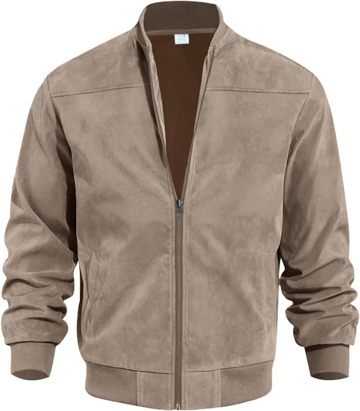 Mens Lightweight Jacket Flight Bomber Jacket Suede Full Zip Casual Softshell Jacket Outwear Pockets Thin Windbreaker