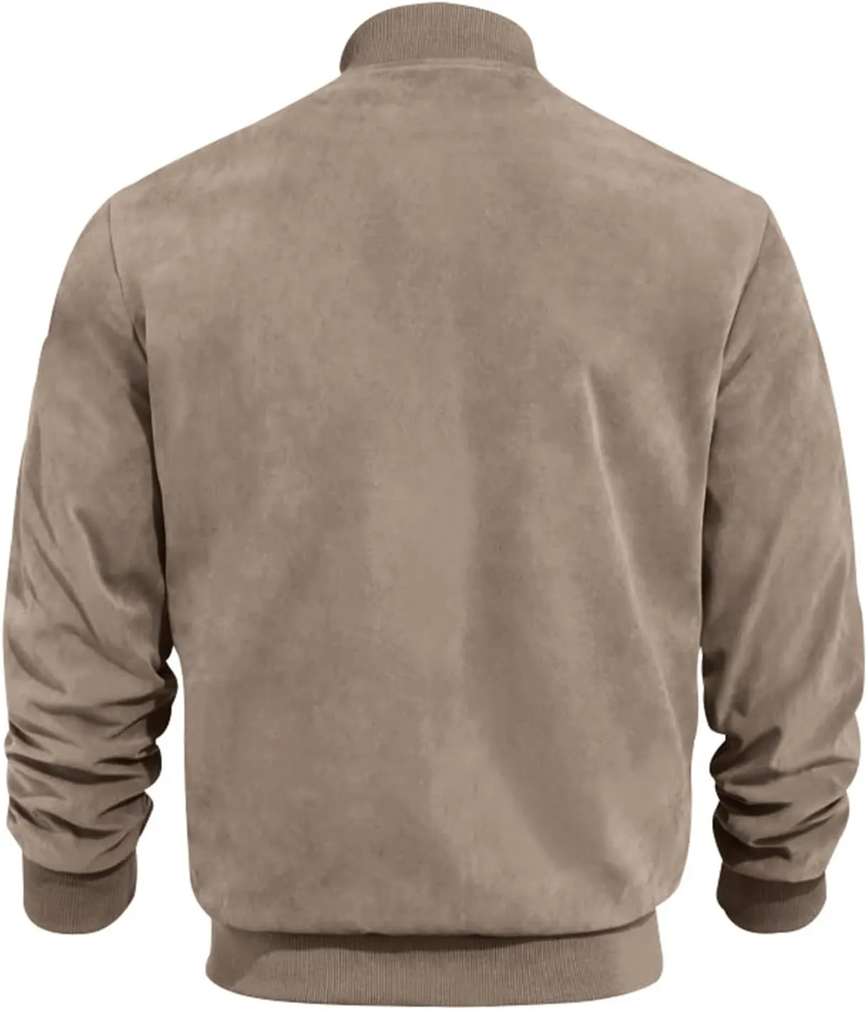 Mens Lightweight Jacket Flight Bomber Jacket Suede Full Zip Casual Softshell Jacket Outwear Pockets Thin Windbreaker