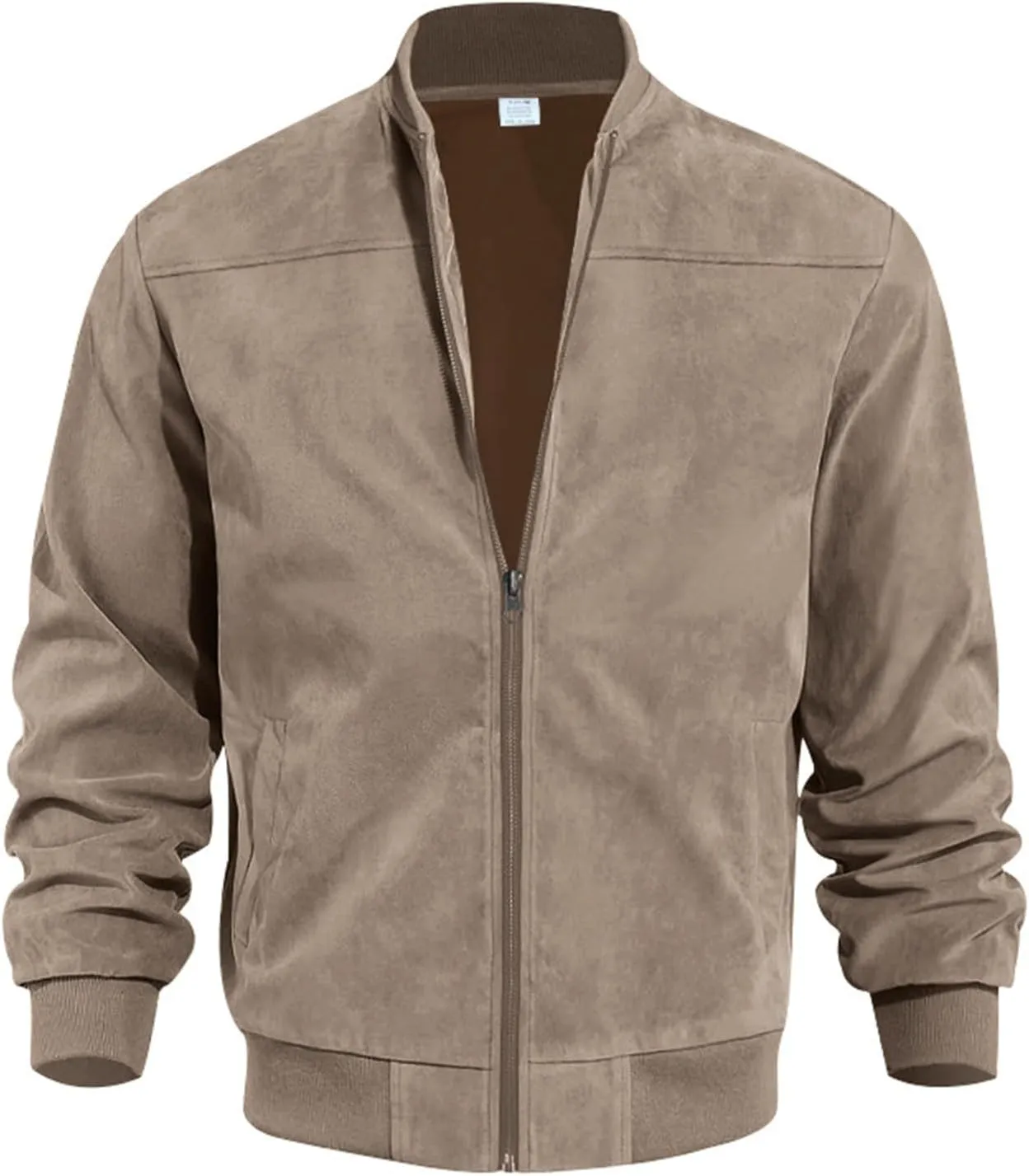 Mens Lightweight Jacket Flight Bomber Jacket Suede Full Zip Casual Softshell Jacket Outwear Pockets Thin Windbreaker