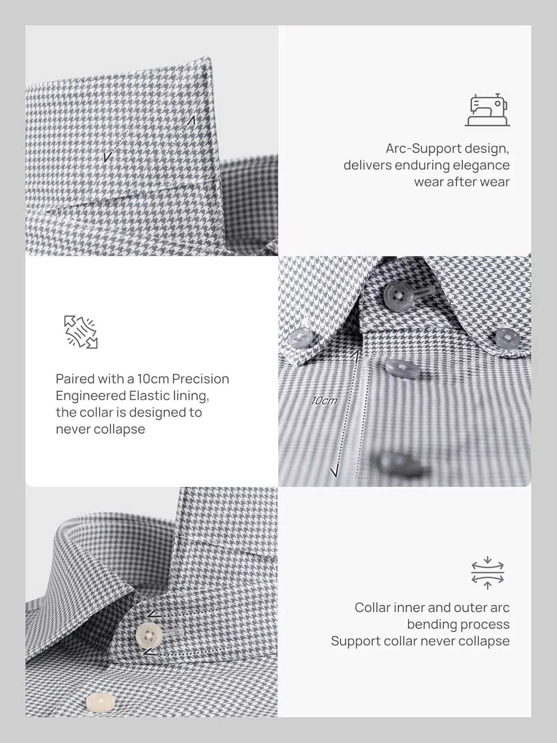 Mens Stretch Checkered Shirt- Wrinkle Free No Iron Slim Fit Breathable Dress Shirt for Office Travel