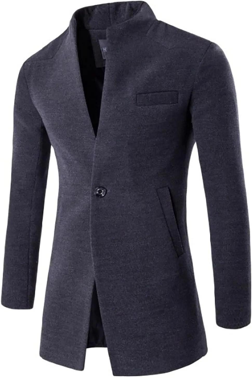 Mens Trench Coat Slim Fit Notched Collar Blazers Winter Suit Jacktet Woolen Single Breasted Pea Coat Warm Soft Overcoat