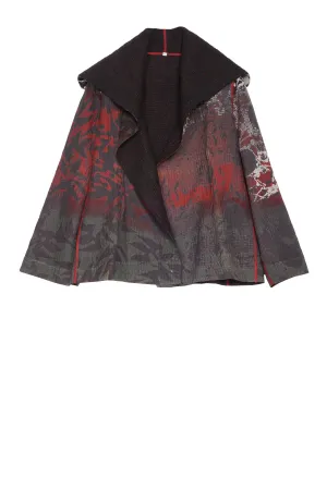 MONOTONE TWILIGHT PRINT KANTHA FITTED JKT - tp4001-red -