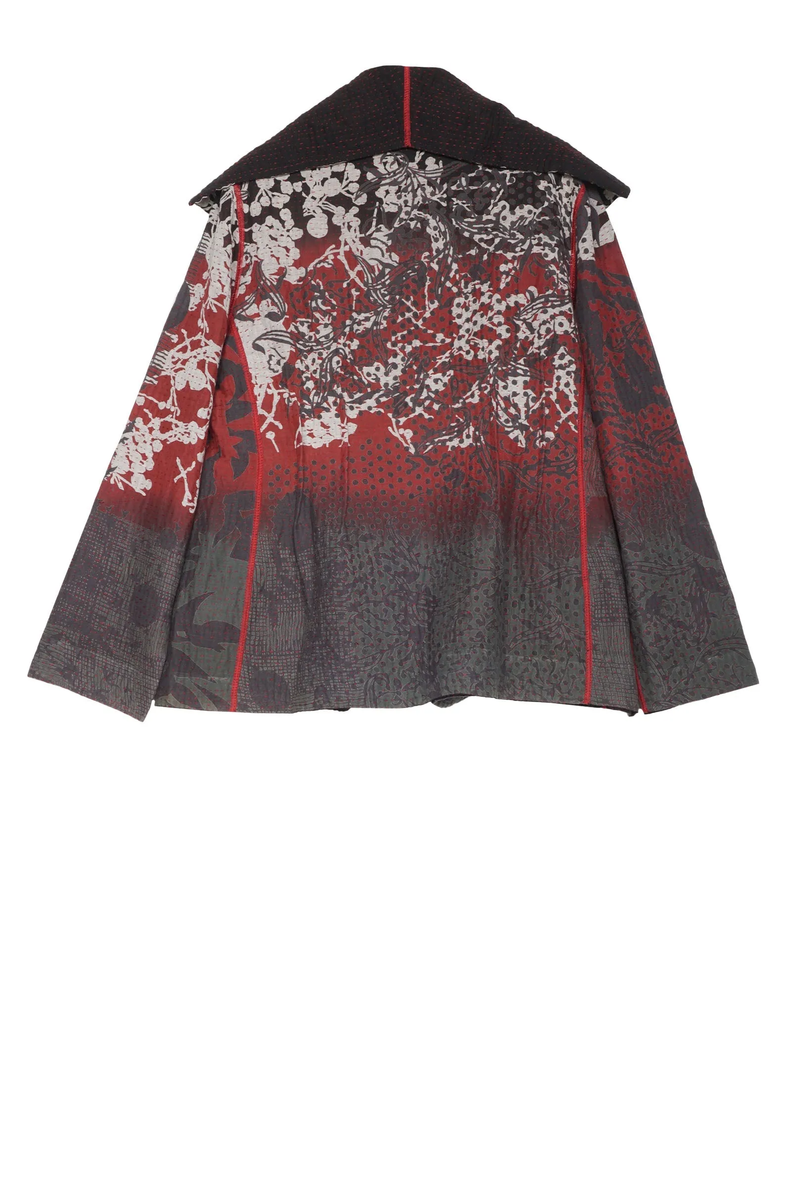 MONOTONE TWILIGHT PRINT KANTHA FITTED JKT - tp4001-red -