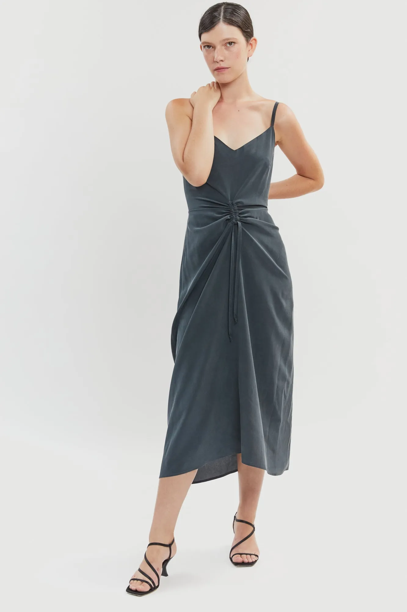 Nina Silk Slip Dress Black