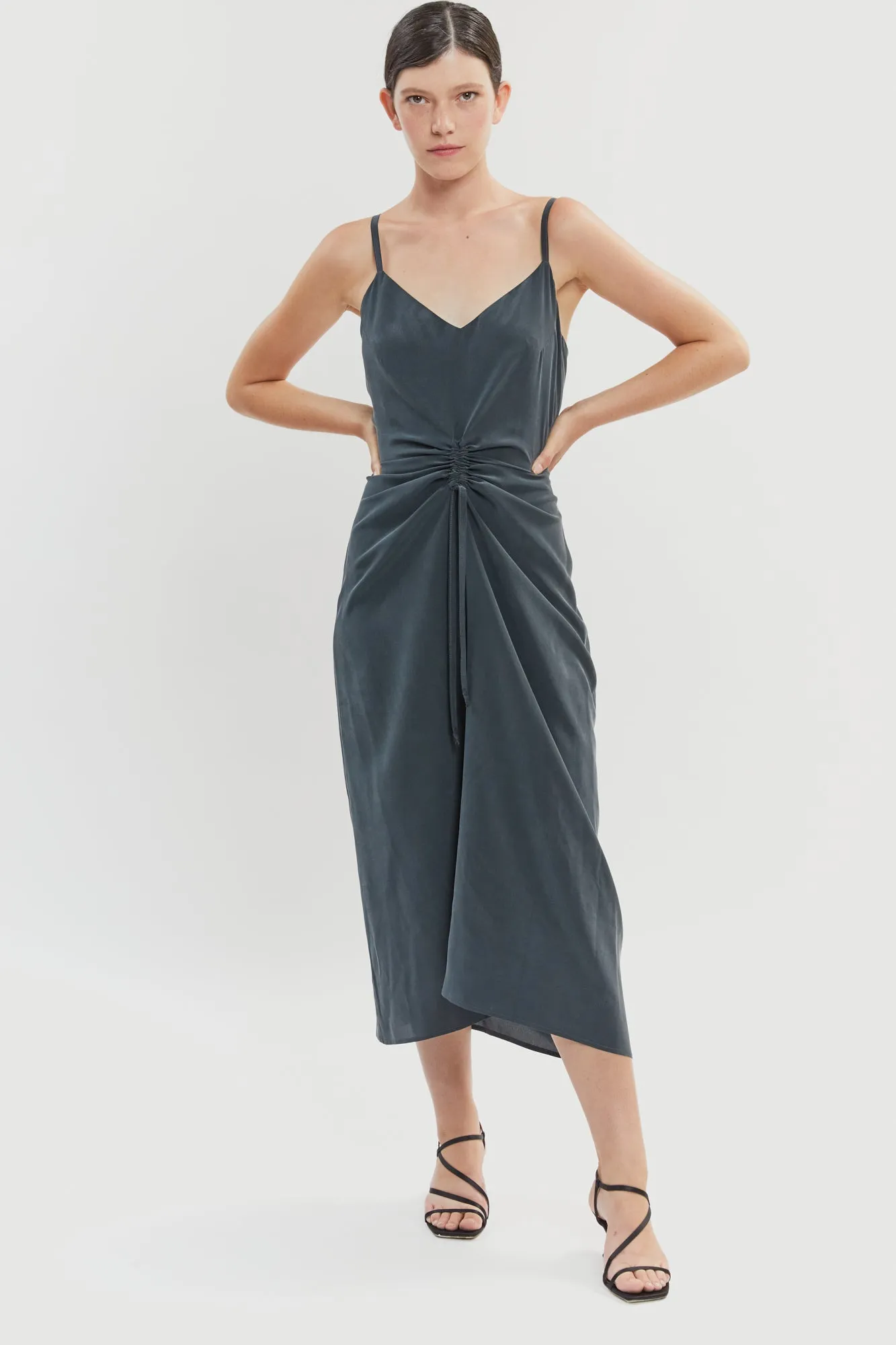 Nina Silk Slip Dress Black