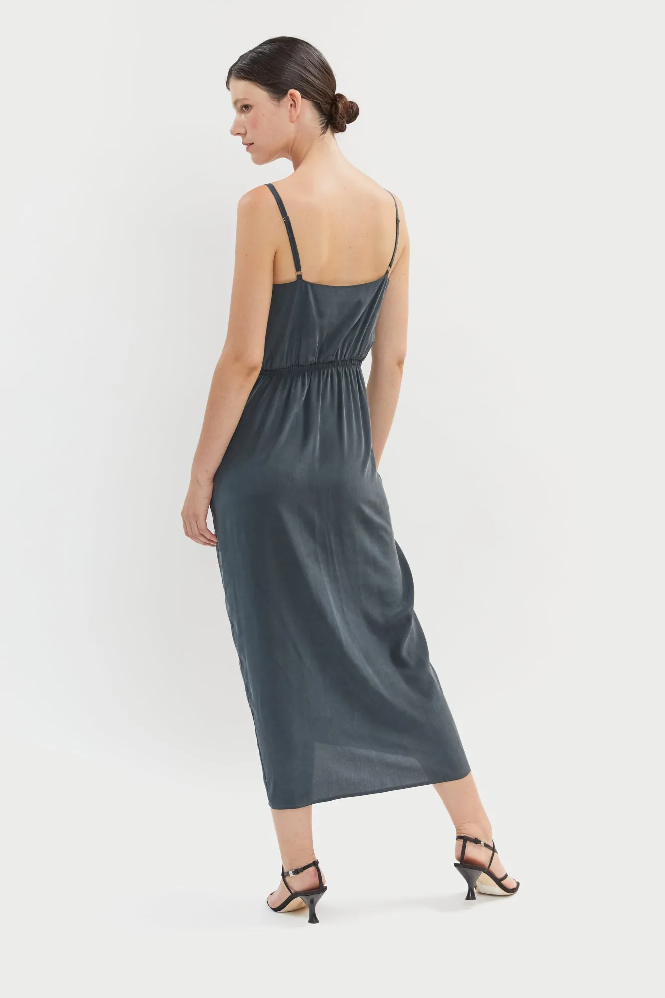 Nina Silk Slip Dress Black