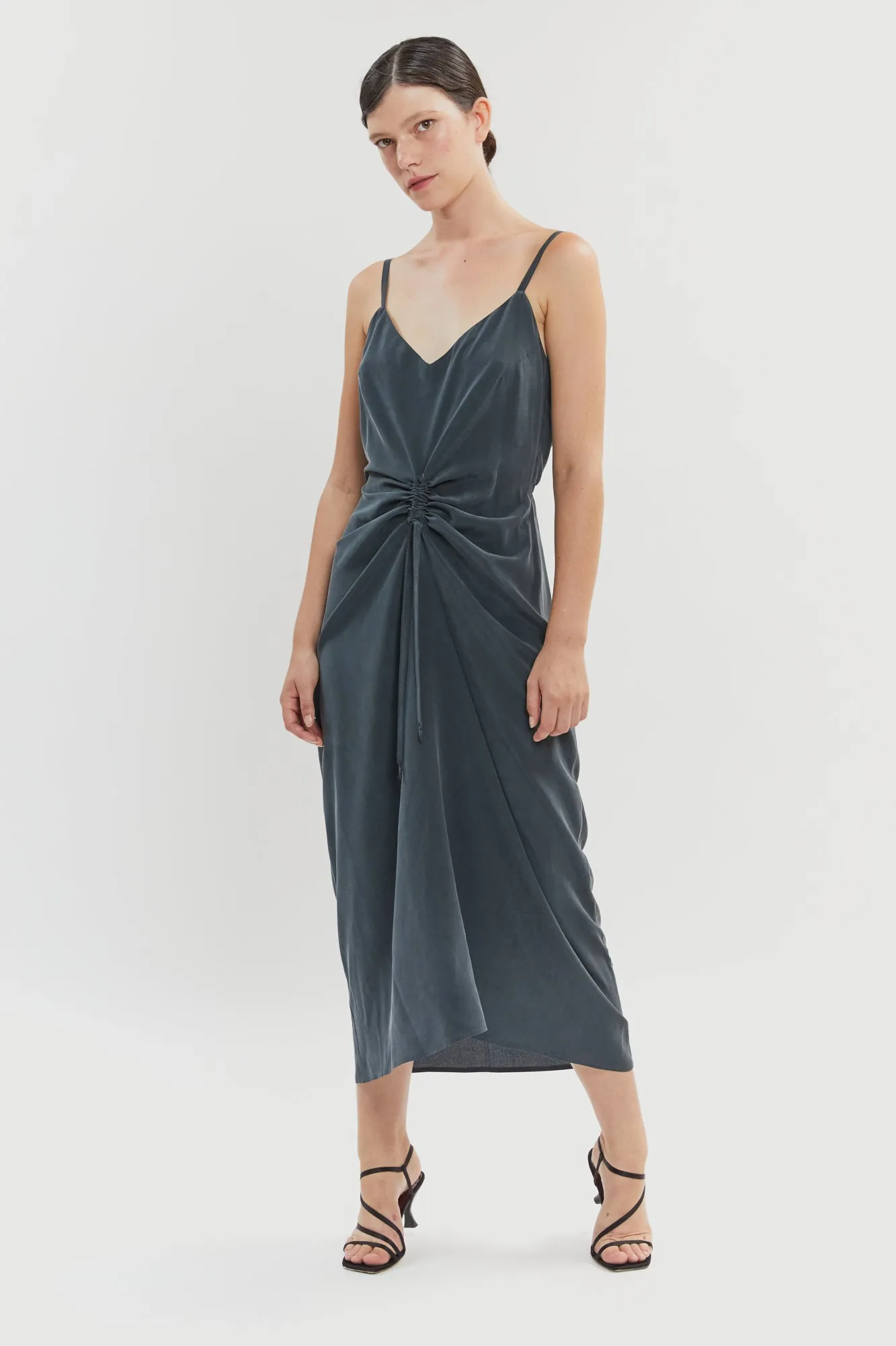 Nina Silk Slip Dress Black