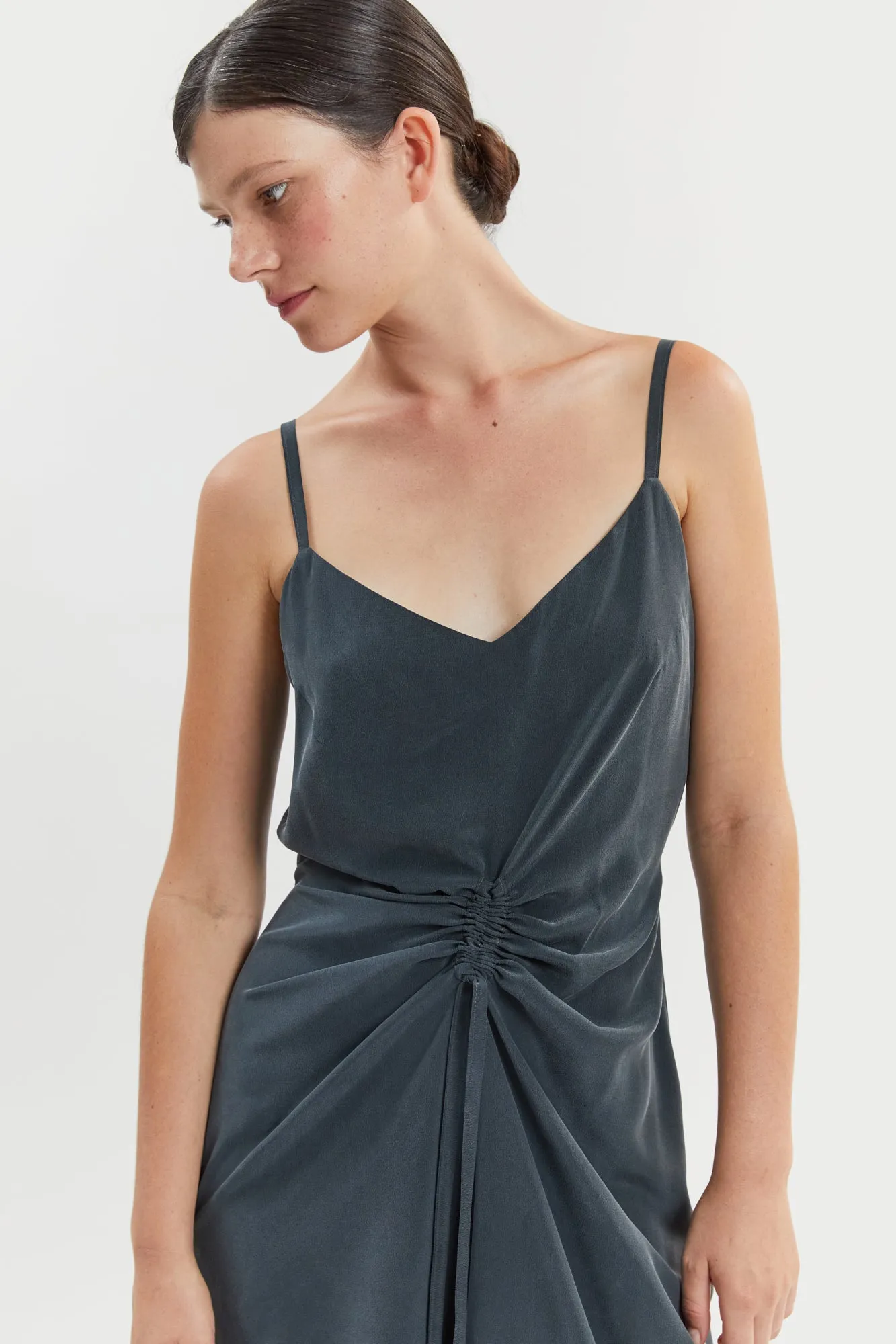 Nina Silk Slip Dress Black