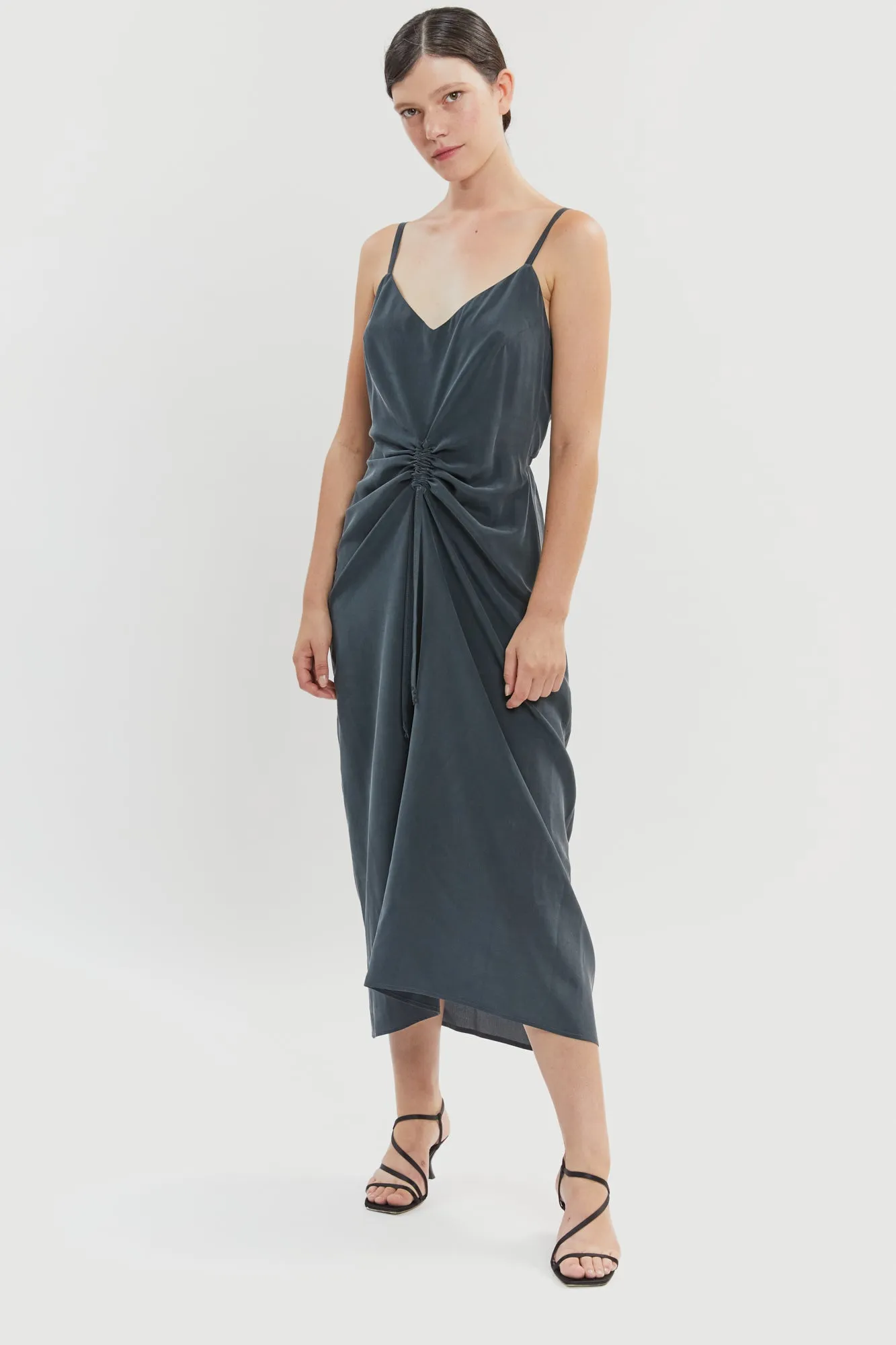 Nina Silk Slip Dress Black