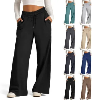 Oversized Wide Leg Sweatpants Women High Waisted Jogger Sweat Pants Drawstring Lightweight Travel Pant with Pockets