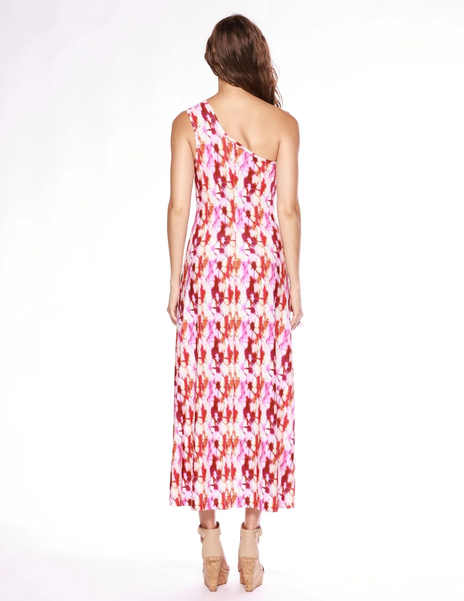 Portofino One Shldr Midi Dress-POP