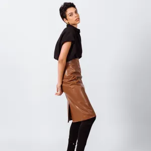 Power Woman Dark Hazel Leather Skirt