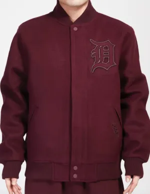 Pro Standard Detroit Tigers All Wool Varsity Jacket - Burgundy on Burgundy