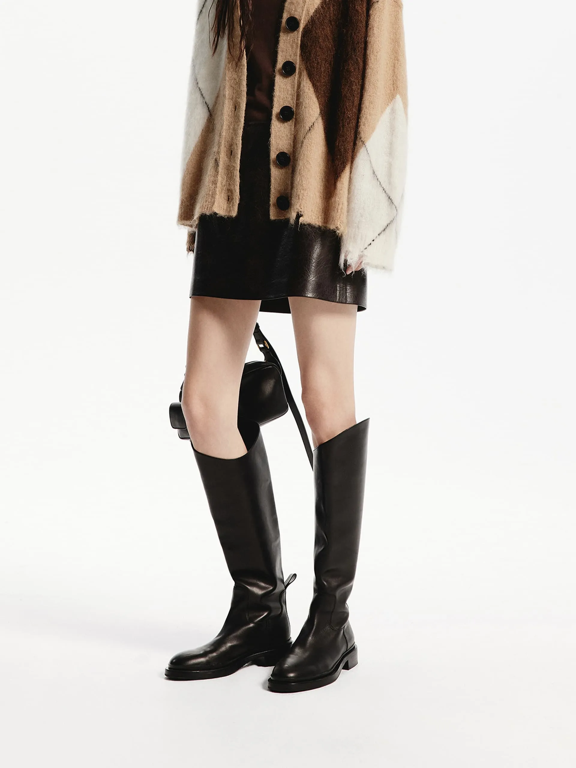 PU Leather Straight Skirt