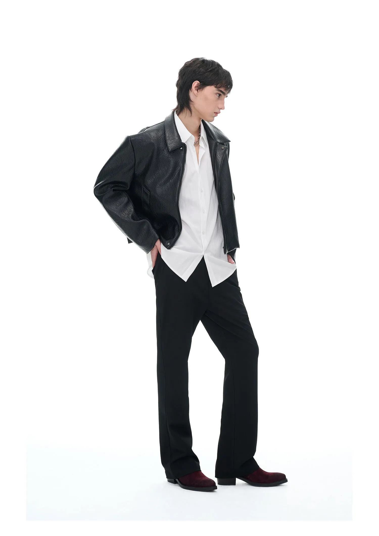 PU Short Leather Jacket