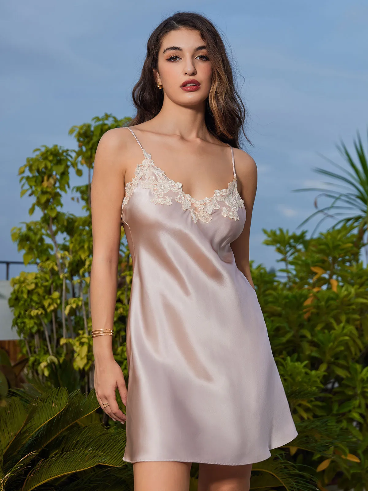 Pure Silk V-Back Chemise Slip Dress
