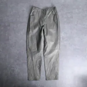 silver leather tapered pants