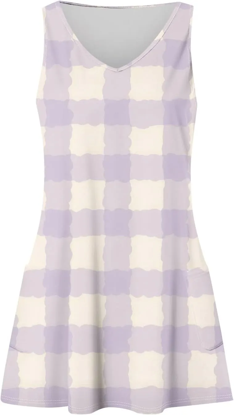 Summer Dresses for Women Beach V Neck Swimsuit Coverup Casual Sleeveless Dress with Pocket 2025 Printed Sundress