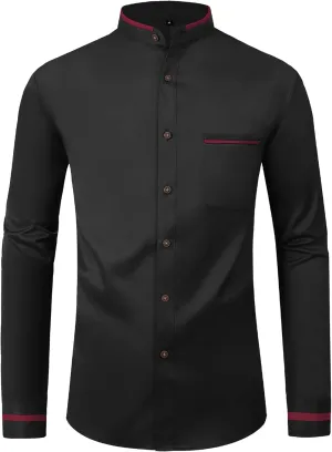SWISSWELL Mandarin Collar Dress Shirt for Men Clergy Shirt Collarless Button Down Business Casual Shirts