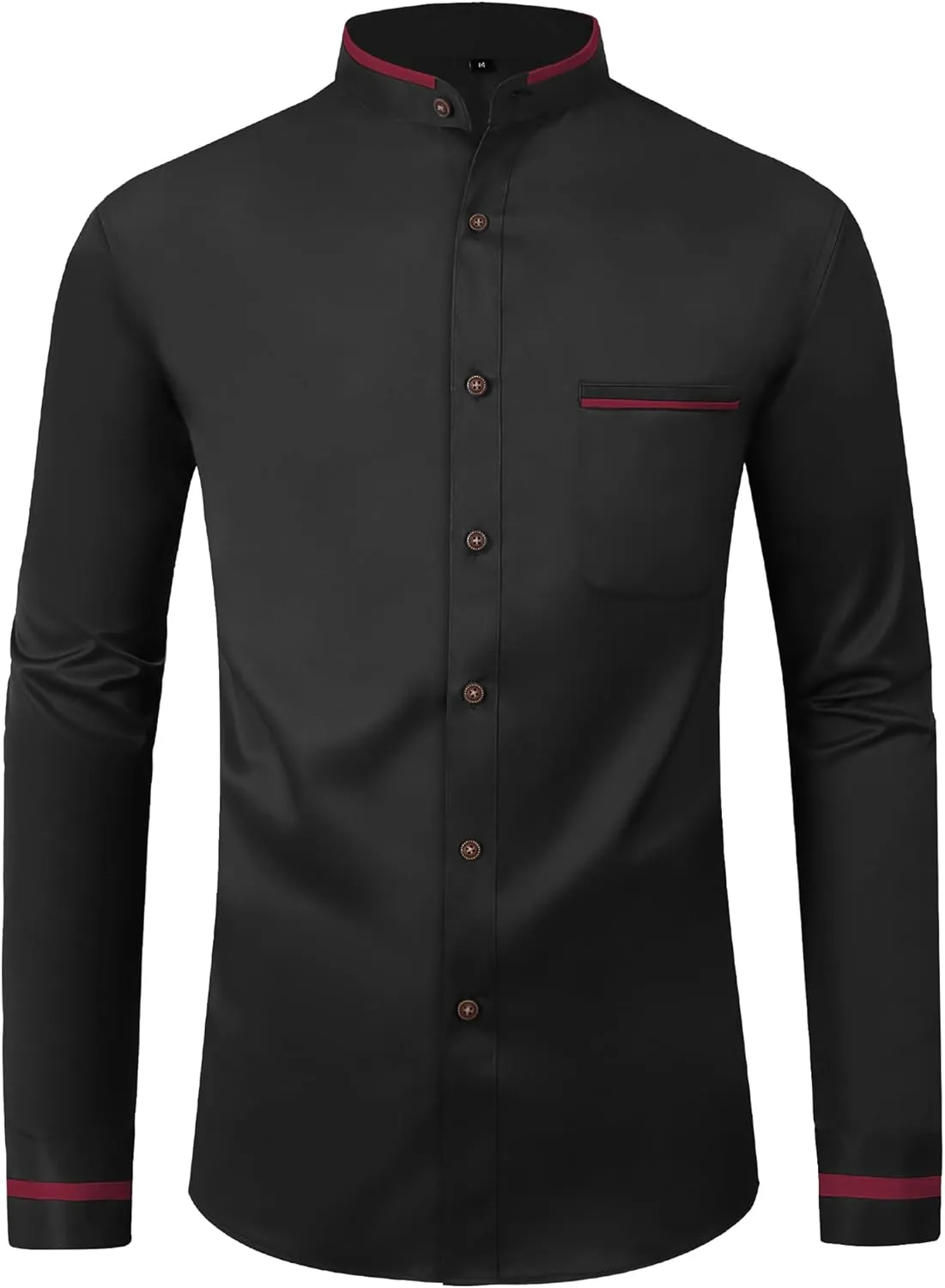 SWISSWELL Mandarin Collar Dress Shirt for Men Clergy Shirt Collarless Button Down Business Casual Shirts