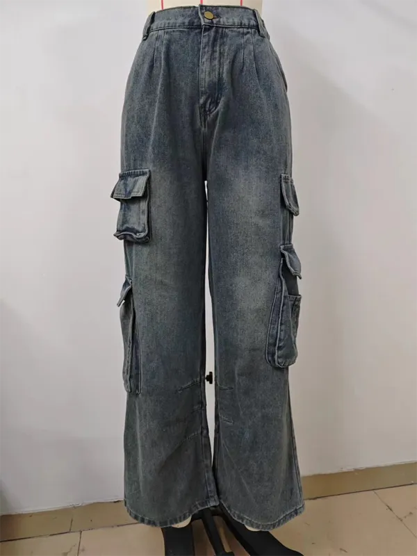 TEEK - Washed Semi-Elasticated Loose Denim Jeans
