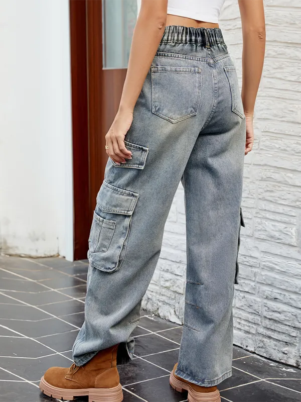 TEEK - Washed Semi-Elasticated Loose Denim Jeans