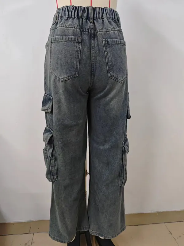 TEEK - Washed Semi-Elasticated Loose Denim Jeans