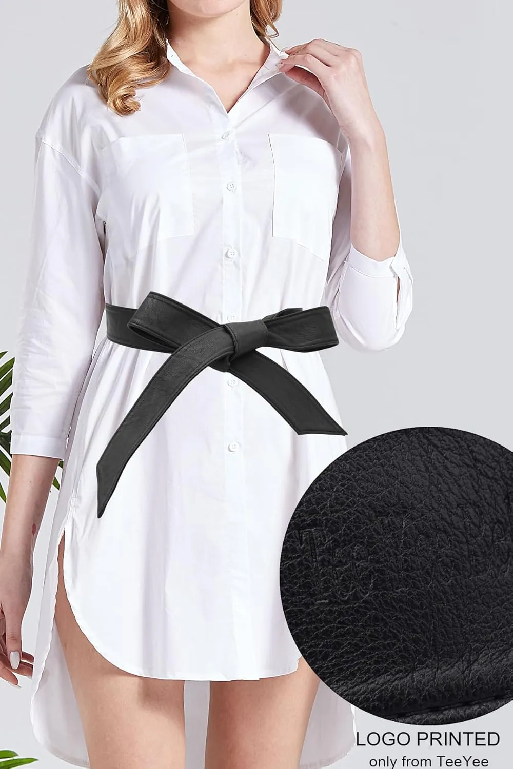 TeeYee Women OBI Belt Fashion Solid Color PU Leather 4.5cm Wide Waist Band 70 Inch in Extra Size