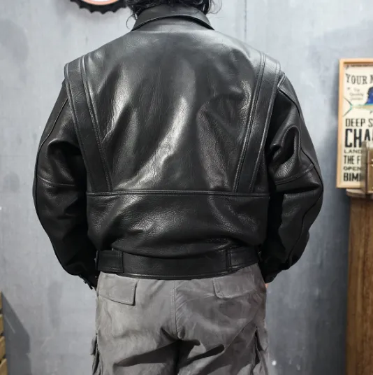 US Size Top Quality Genuine Cowhide Leather Jacket