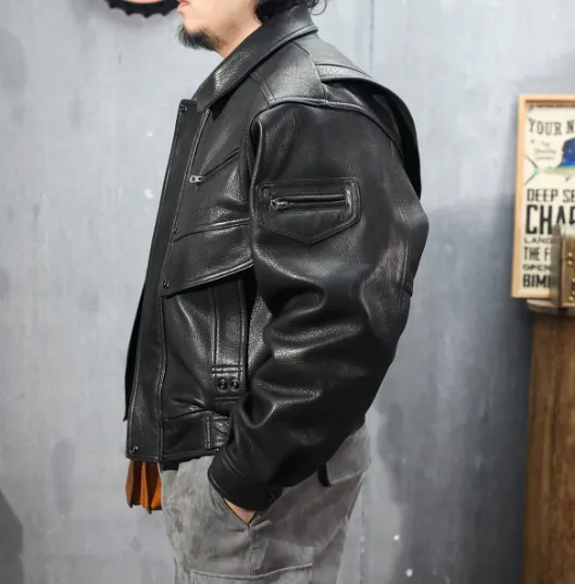 US Size Top Quality Genuine Cowhide Leather Jacket