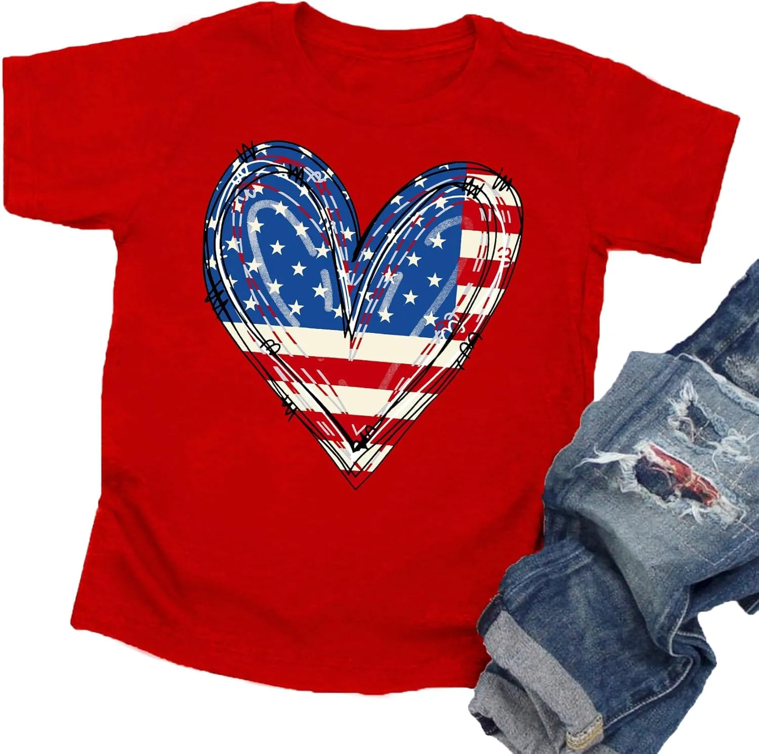USA Shirt Toddler Boys Girls American Flag Tshirt 4th of July Shirt Kids Patriotic Tee Tops