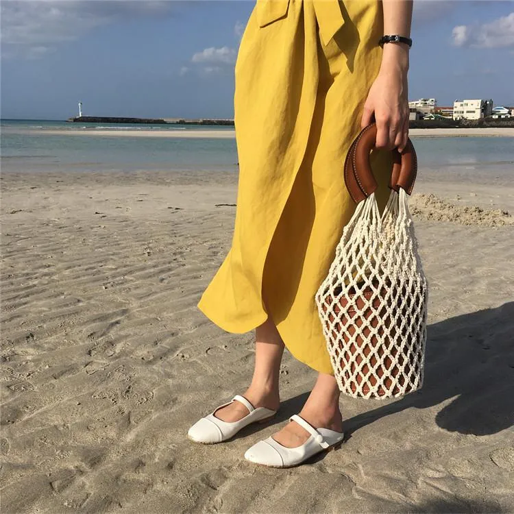 V-NECK HIGH-WAIST LINEN LONG DRESS