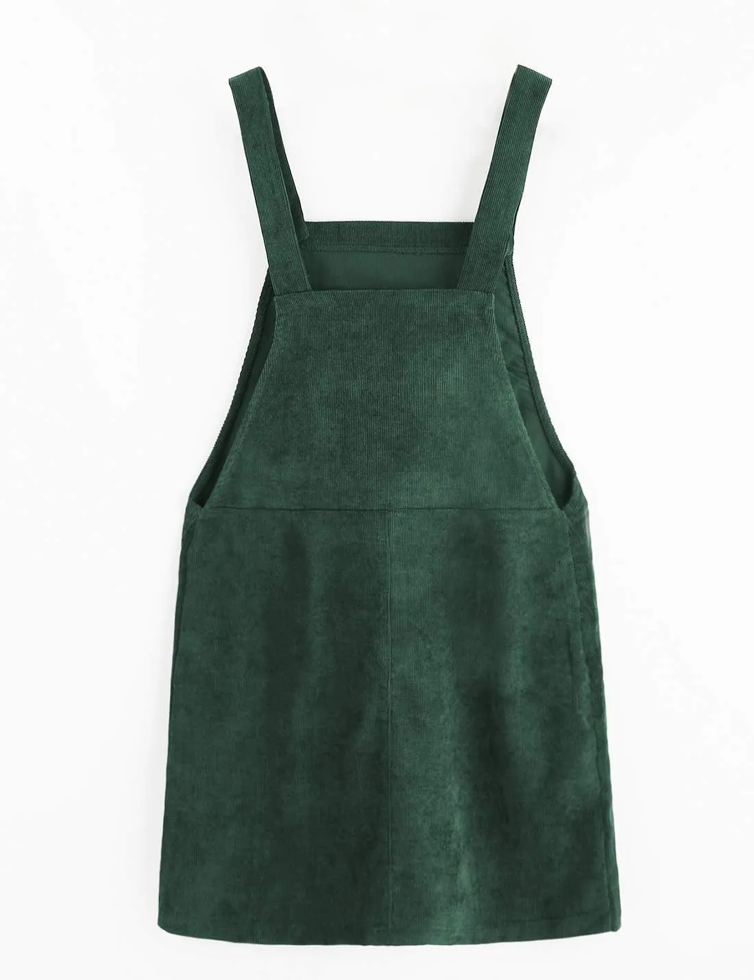 Women's Adjustable Straps Cuffed A-line Corduroy Pinafore Bib Pocket Overalls Dress