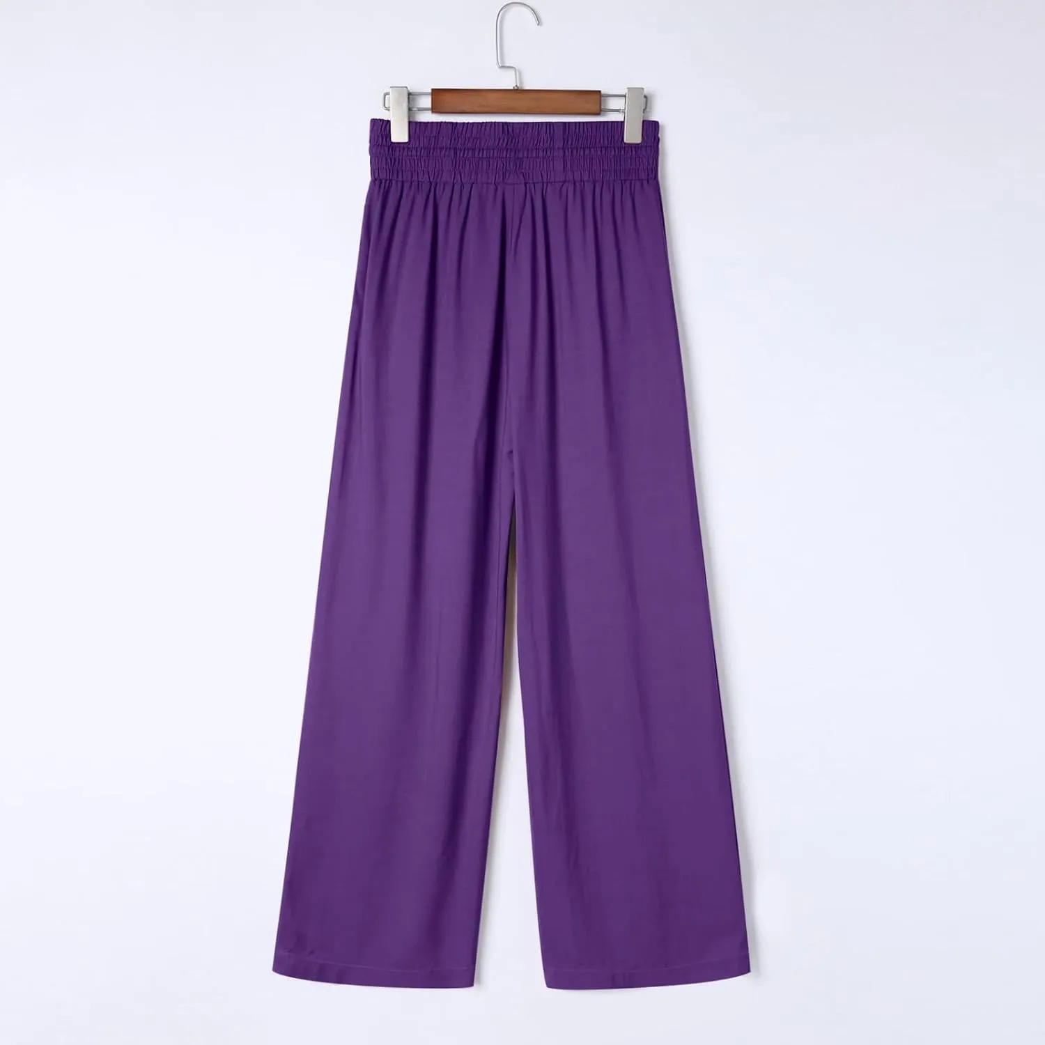 Womens Business Pants Fashion Dressy Wide Leg Work Pant Drawstring High Waisted Solid Color Loose Casual Trousers