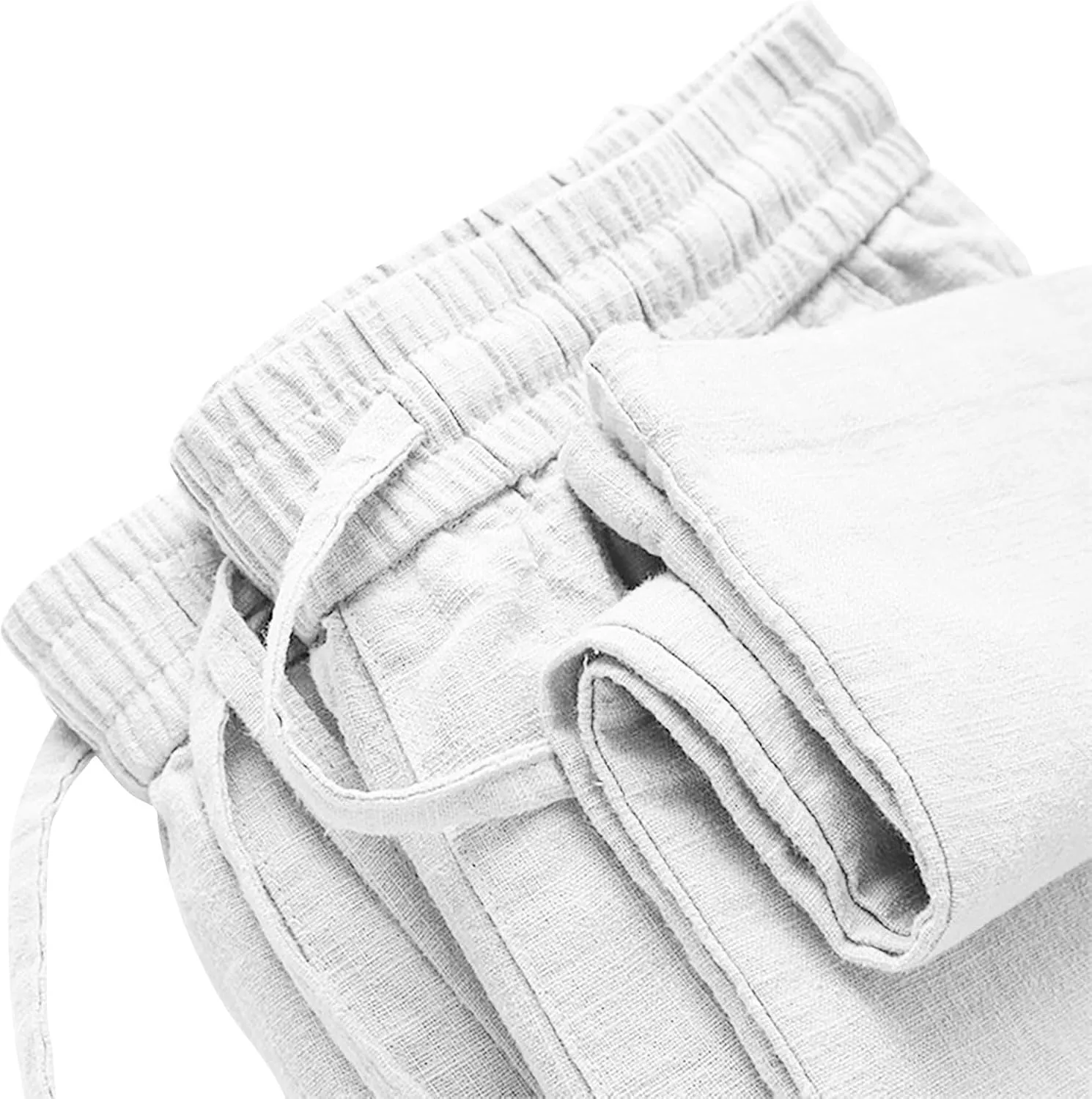 Womens Drawstring Waist Cotton Linen Pants 2025 Casual Trousers with Pockets for Relaxed Fit and Everyday Wear