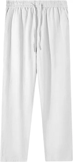 Womens Drawstring Waist Cotton Linen Pants 2025 Casual Trousers with Pockets for Relaxed Fit and Everyday Wear