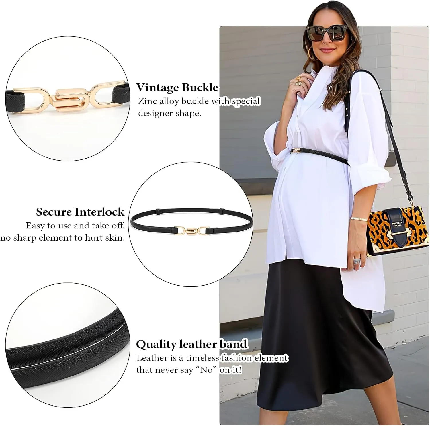 XZQTIVE Skinny Belts For Women Thin Leather Waist Belt Fashion Ladies Belt For Dress Pant