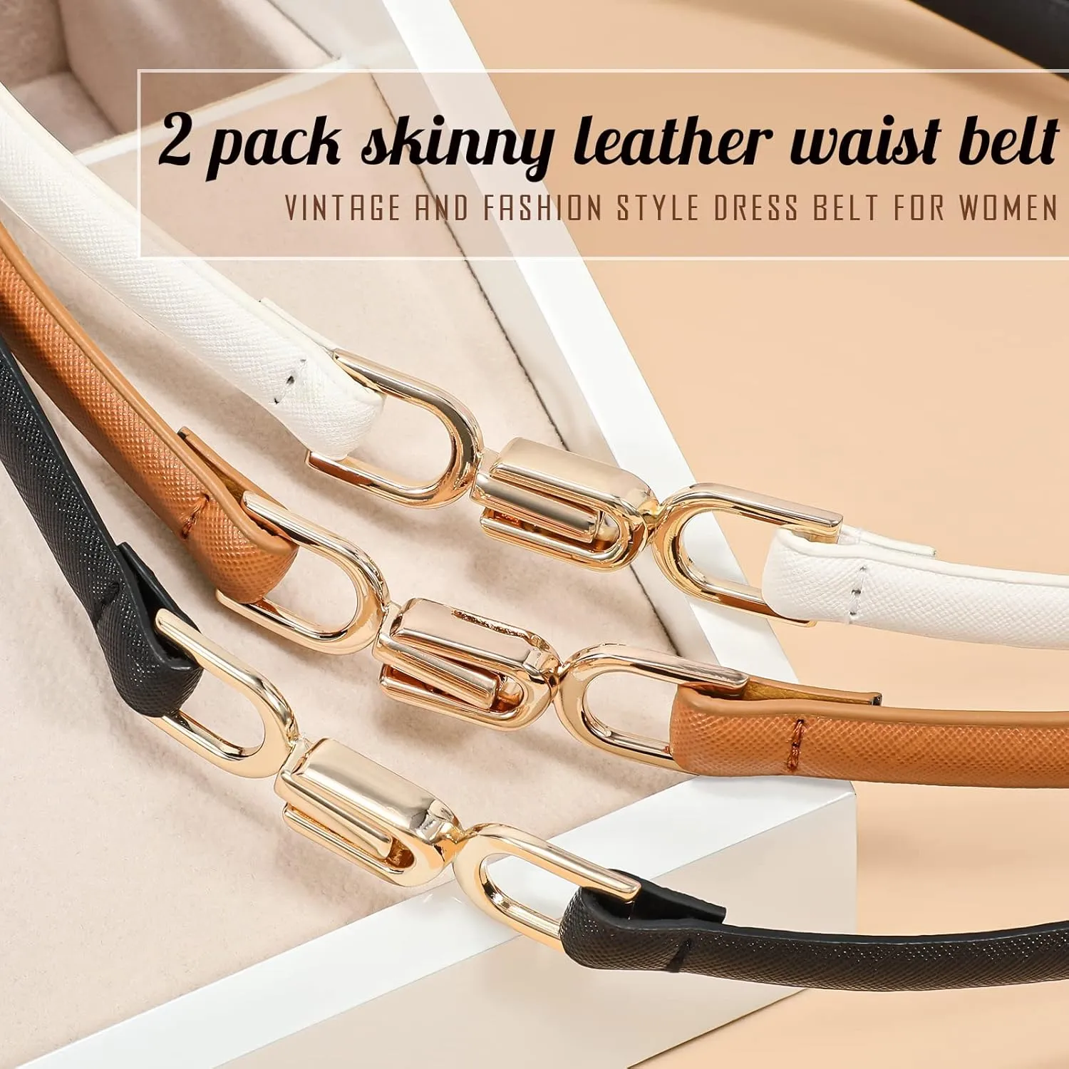 XZQTIVE Skinny Belts For Women Thin Leather Waist Belt Fashion Ladies Belt For Dress Pant